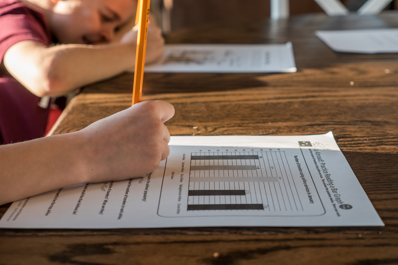 Smart child solving test with diagrams